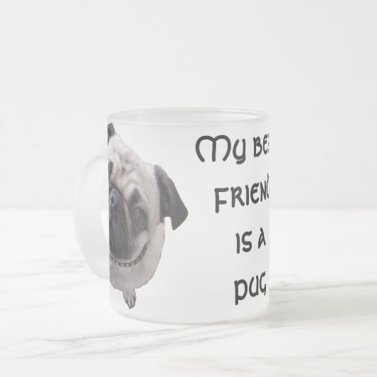 Glas "Mops" Matglas Koffiemok (Voorkant links)