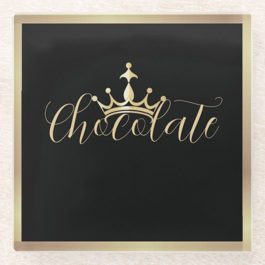 Glas Onderzetter/Gouden Chocolade/SQR Glazen Onderzetter (Voorkant)