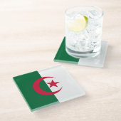 Glas onderzetter met Algerijnse vlag (Schuin)