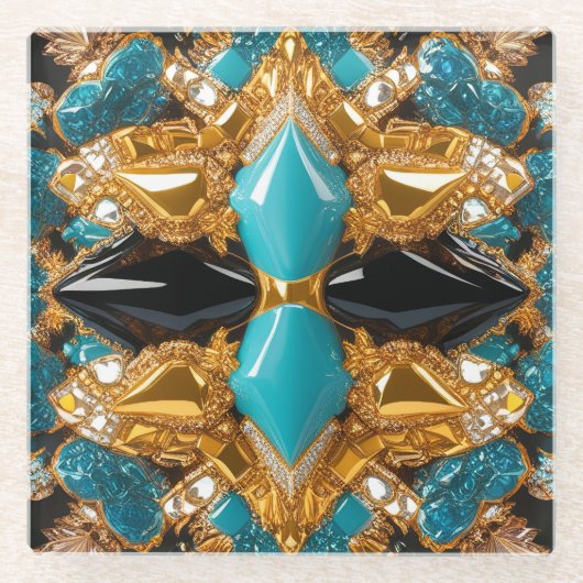 Glas onderzetter met Bahamas kleuren (Voorkant)