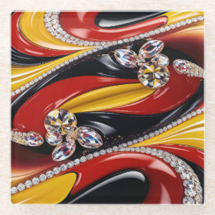 Glas onderzetter met Belgische kleuren Glazen Onderzetter