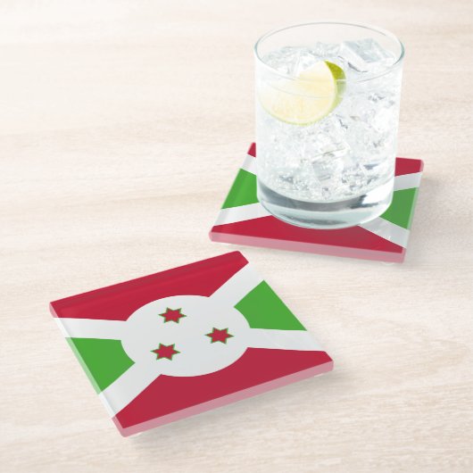 Glas onderzetter met Burundese vlag (Schuin)
