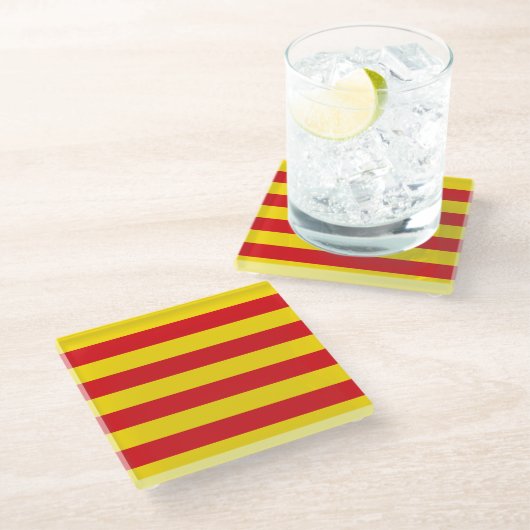 Glas onderzetter met Catalaanse vlag (Schuin)
