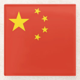 Glas onderzetter met Chinese vlag Glazen Onderzetter