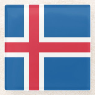 Glas onderzetter met de vlag van IJsland
