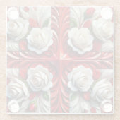 Glas onderzetter met Engels Rozen Design (Achterkant)