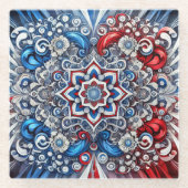 Glas onderzetter met Franse kleuren (Voorkant)