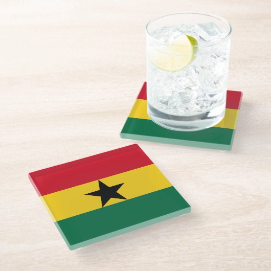 Glas onderzetter met Ghanese vlag (Schuin)