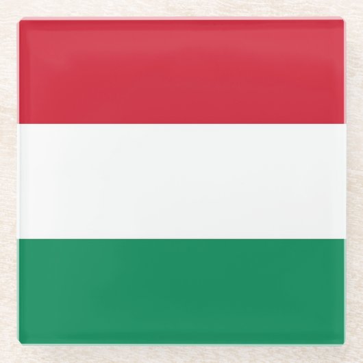 Glas onderzetter met Hongaarse vlag (Voorkant)