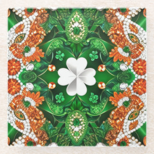 Glas onderzetter met Ierse kleuren