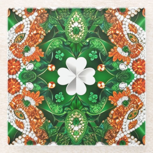 Glas onderzetter met Ierse kleuren (Voorkant)