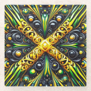 Glas onderzetter met Jamaicaanse kleuren