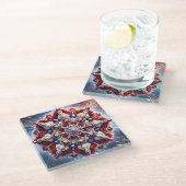 Glas onderzetter met Noorse kleuren (Schuin)