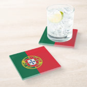 Glas onderzetter met Portugese vlag (Schuin)