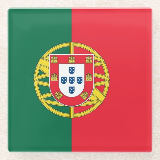 Glas onderzetter met Portugese vlag Glazen Onderzetter (Voorkant)