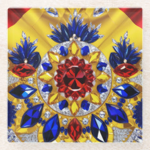 Glas onderzetter met Roemeense kleuren