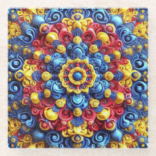 Glas onderzetter met Roemeense kleuren