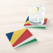 Glas onderzetter met Seychellen kleuren (Schuin)
