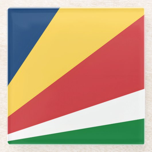 Glas onderzetter met Seychellen kleuren (Voorkant)