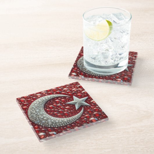 Glas onderzetter met Turkse kleuren (Schuin)