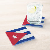 Glas onderzetter met vlag van Cuba (Schuin)