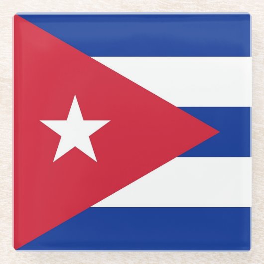 Glas onderzetter met vlag van Cuba (Voorkant)