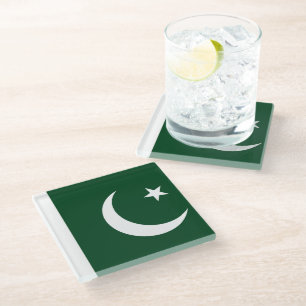 Glas onderzetter met vlag van Pakistan