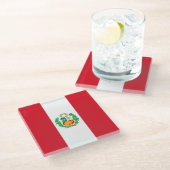 Glas onderzetter met vlag van Peru (Schuin)
