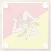 Glas onderzetter met vlag van Sicilië, Italië (Achterkant)