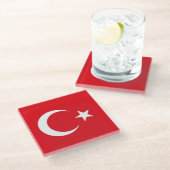 Glas onderzetter met vlag van Turkije (Schuin)