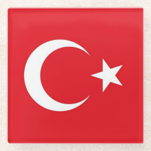 Glas onderzetter met vlag van Turkije