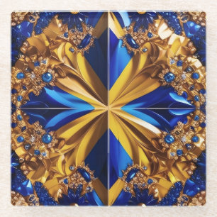 Glas onderzetter met Zweedse kleuren Glazen Onderzetter