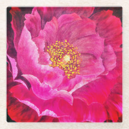 Glas Onderzetter Roze Cactus Roos