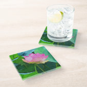 Glas Onderzetter Roze Lotus Abstract (Schuin)