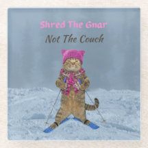 Glas Onderzetter, Shred de Gnar Ski Cat