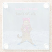 Glas Onderzetter, Shred de Gnar Ski Cat Glazen Onderzetter (Achterkant)