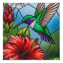 Glas Patchwork Kolibrie Tuin Bloem Mozaïek