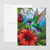 Glas Patchwork Kolibrie Tuin Bloem Mozaïek Briefkaart (Voorkant / Achterkant)
