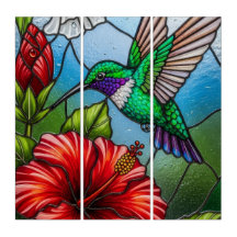 Glas Patchwork Kolibrie Tuin Bloem Mozaïek