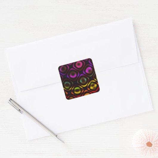 Glas | Rainbow Fractal Art Vierkante Sticker (Envelop)