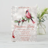 Glas Rode Kardinaal Holly Berry Bokeh Kerstmis Kaart (Staand voorkant)