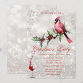Glas Rode Kardinaal Holly Berry Bokeh Kerstmis Kaart (Voorkant / Achterkant)