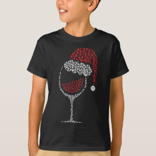 Glas rode wijn kerstkerstmis Drink thee T-shirt