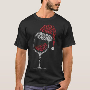 Glas rode wijn kerstkerstmis Drink thee T-shirt