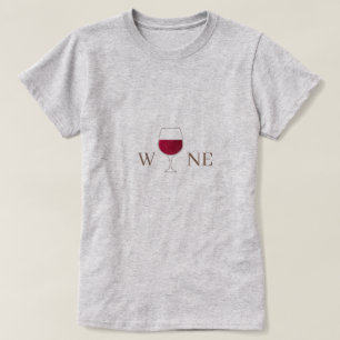 Glas rode wijn minimalistisch grijs t-shirt