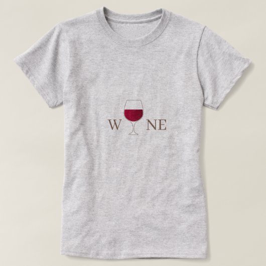 Glas rode wijn minimalistisch grijs t-shirt (Design voorkant)