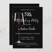 Glas rode wijn op zwart kaart (Voorkant / Achterkant)