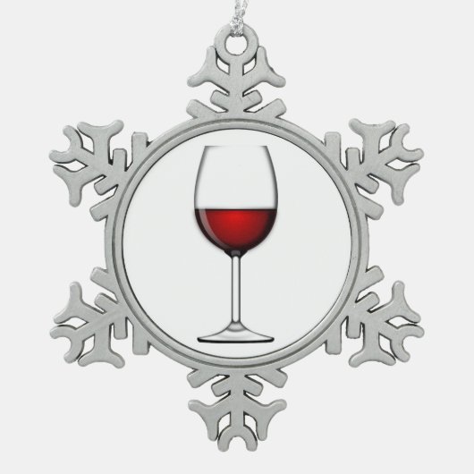 GLAS RODE WIJN TIN SNEEUWVLOK ORNAMENT (Voorkant)