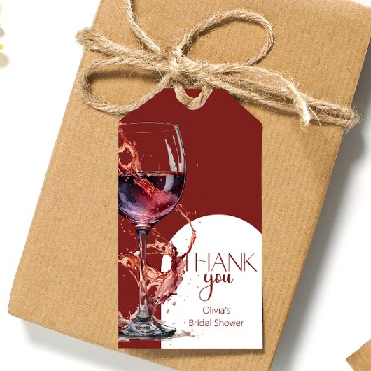 Glas rode wijn Vrijgezellenfeest Dank U Cadeaulabel