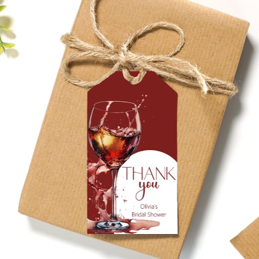 Glas rode wijn Vrijgezellenfeest Dank U Cadeaulabel